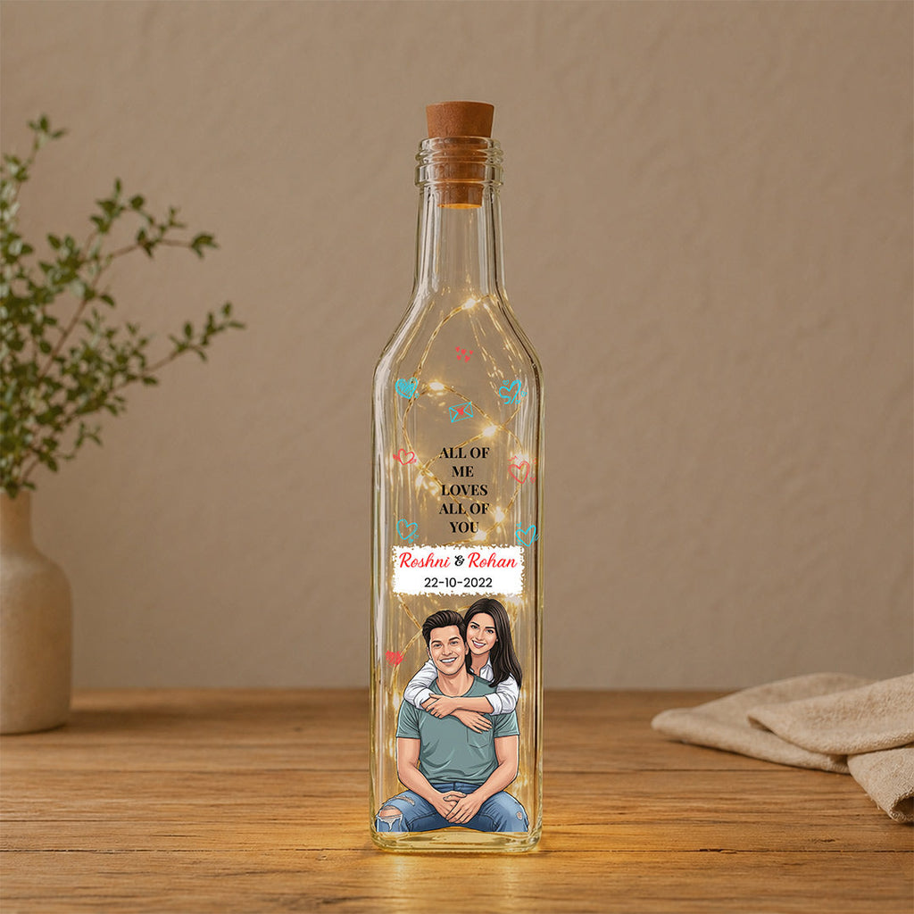 Personalized Couple Photo LED Bottle Lamp | Romantic Light Gift for Anniversary & Love Moments