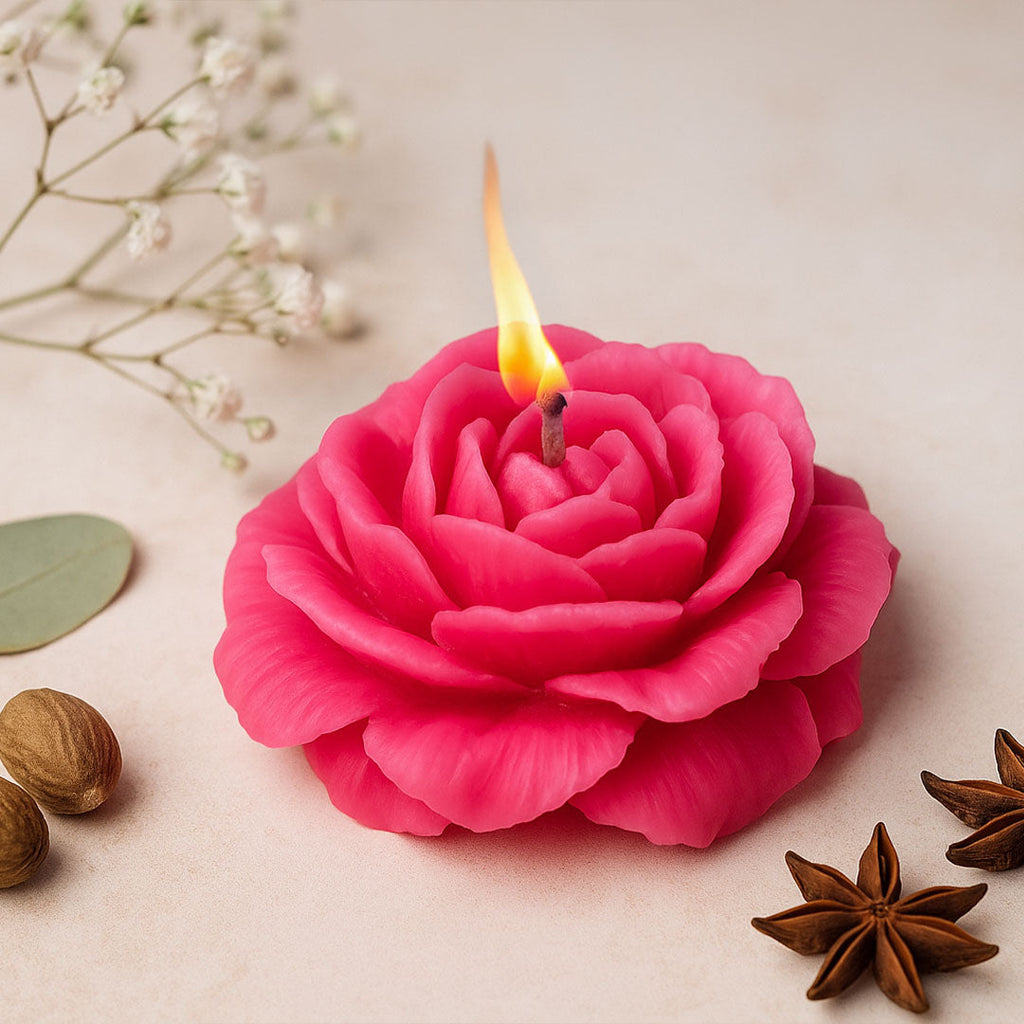 Handcrafted Rose Candles – Set of 2