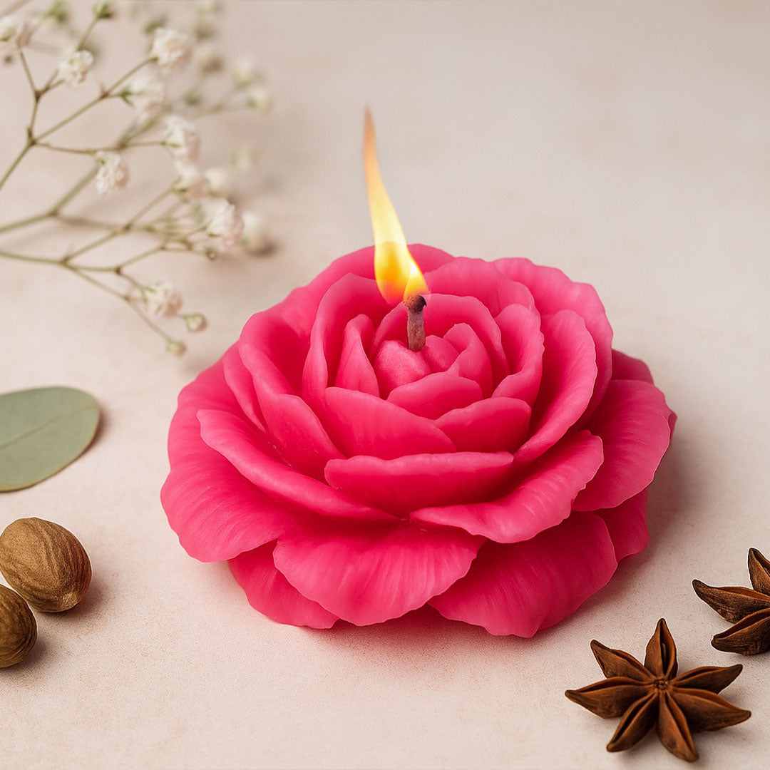 Handcrafted Rose Candles – Set of 2