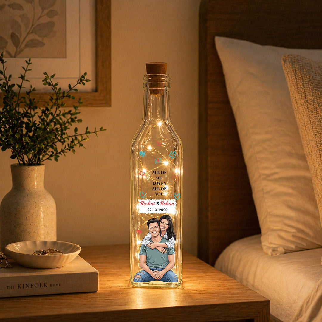 Personalized Couple Photo LED Bottle Lamp | Romantic Light Gift for Anniversary & Love Moments