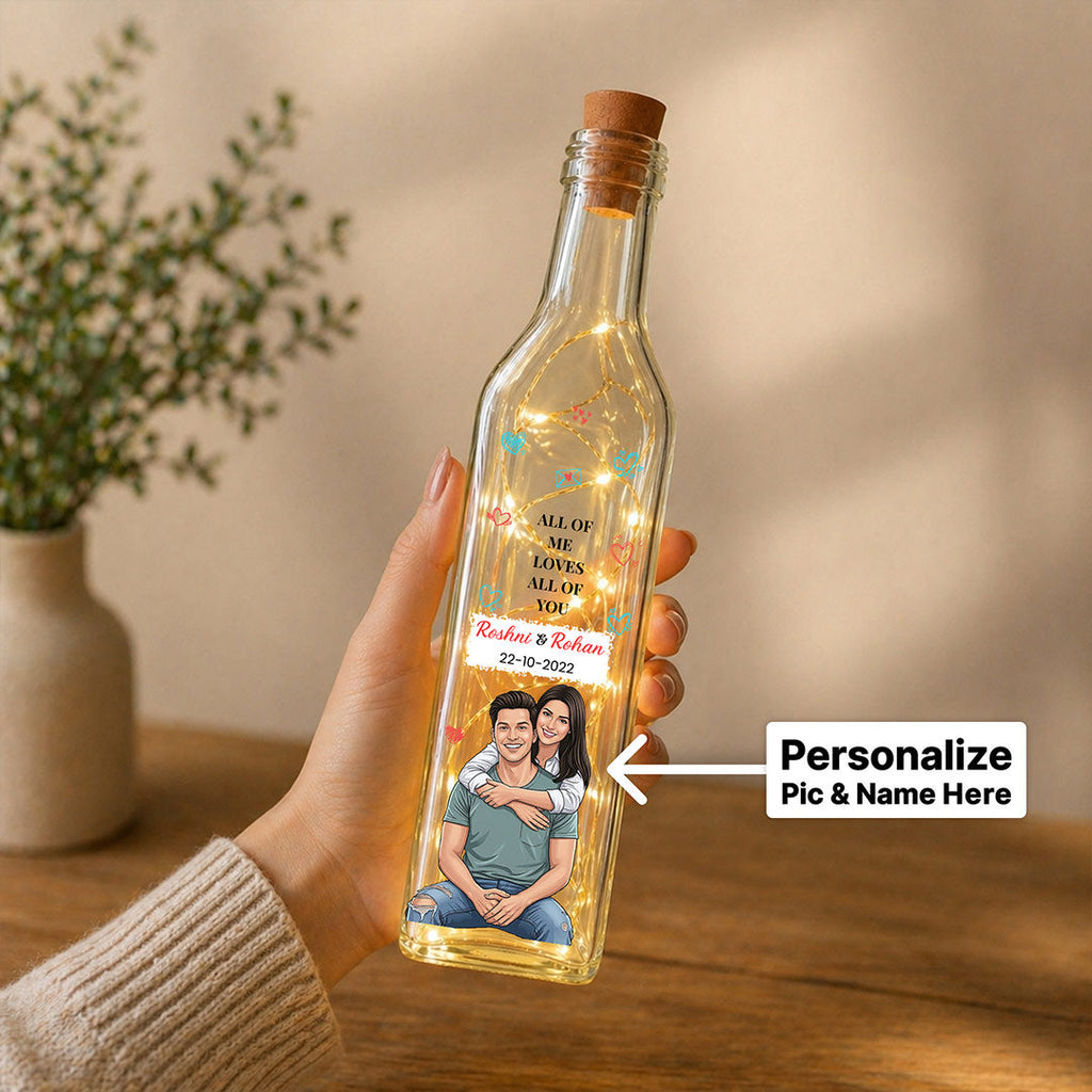 Personalized Couple Photo LED Bottle Lamp | Romantic Light Gift for Anniversary & Love Moments