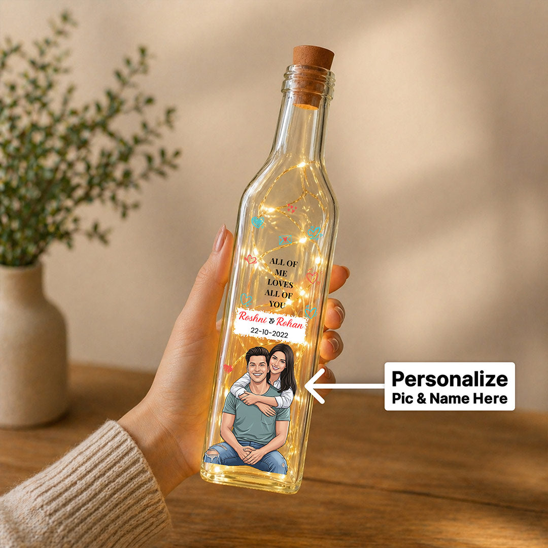 Personalized Couple Photo LED Bottle Lamp | Romantic Light Gift for Anniversary & Love Moments